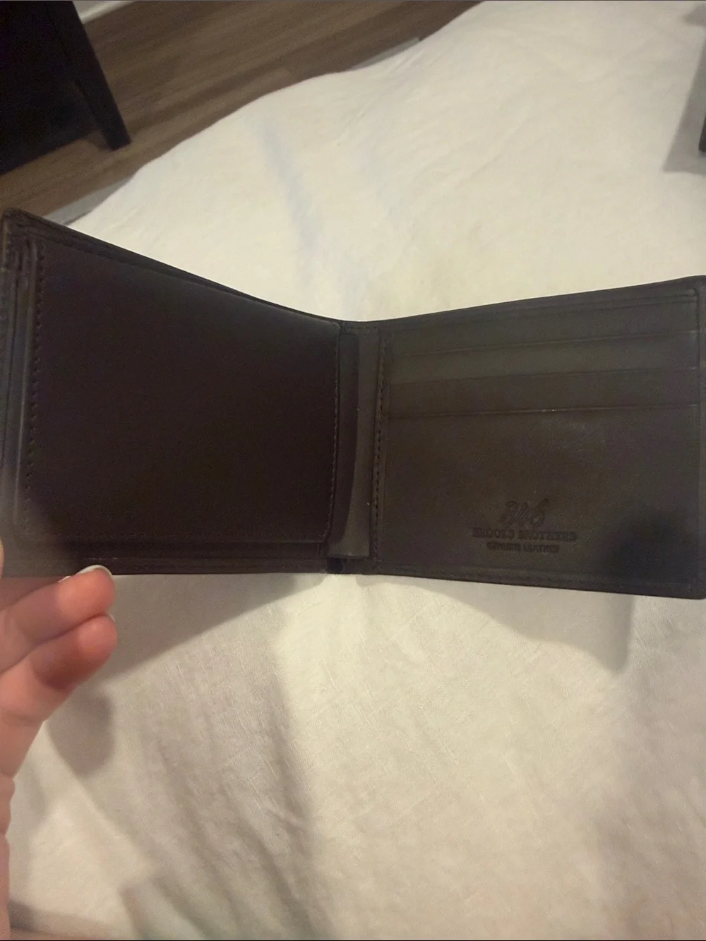 Brooks Brothers Dark Brown Leather Wallet with Gift Box